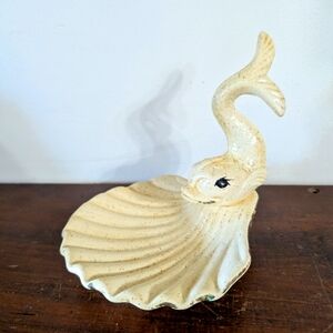 Vintage Ceramic Koi Fish Shell dish Soap Trinket Bowl Mid Century Modern Bath